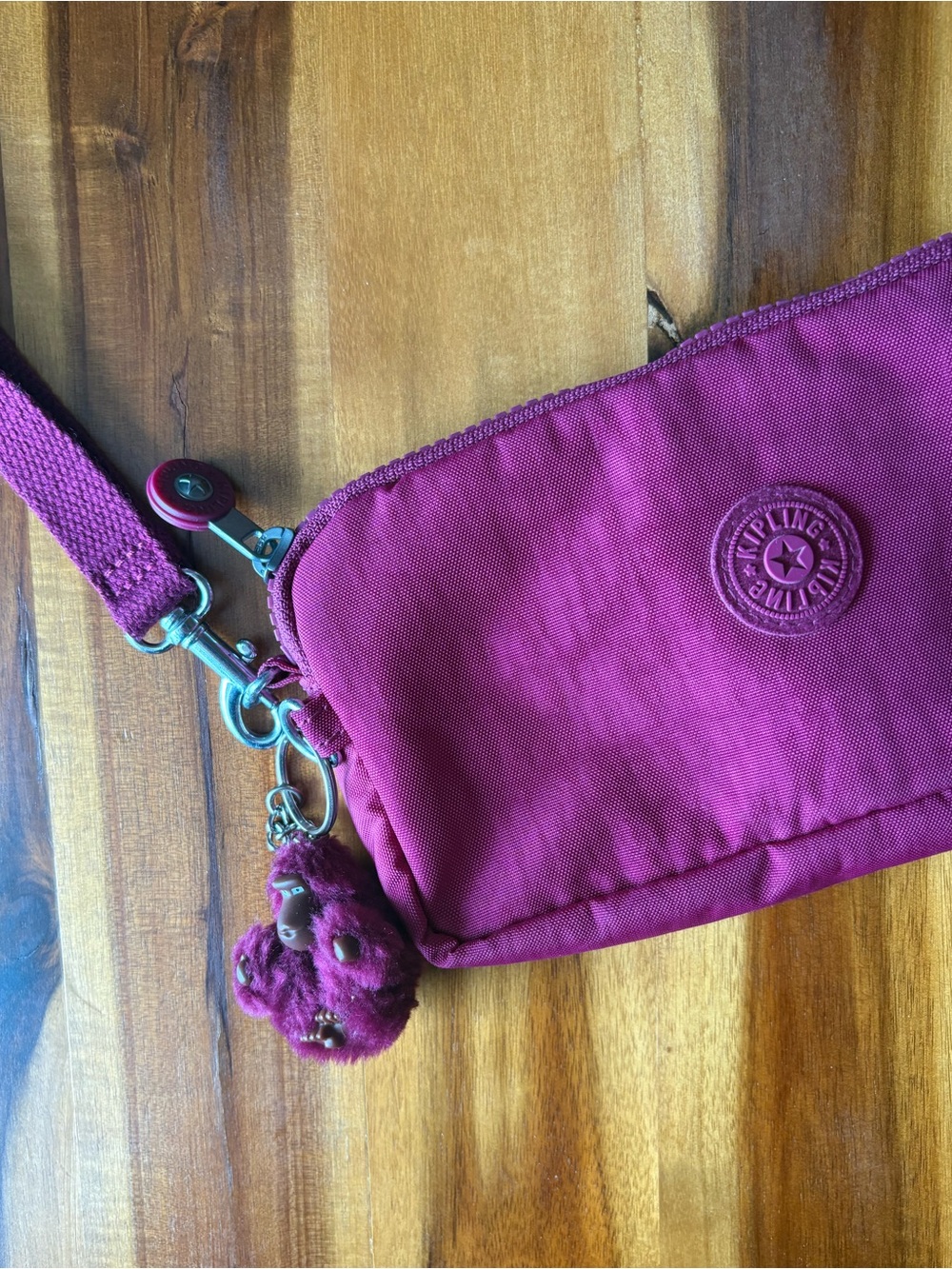 KIPLING Lowie Wristlet Wallet with Furry Monkey Charm Keychain